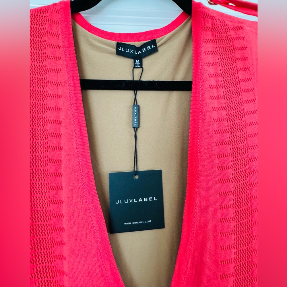 JLUXLABEL Vibrant Coral Knit Dress with bikini top